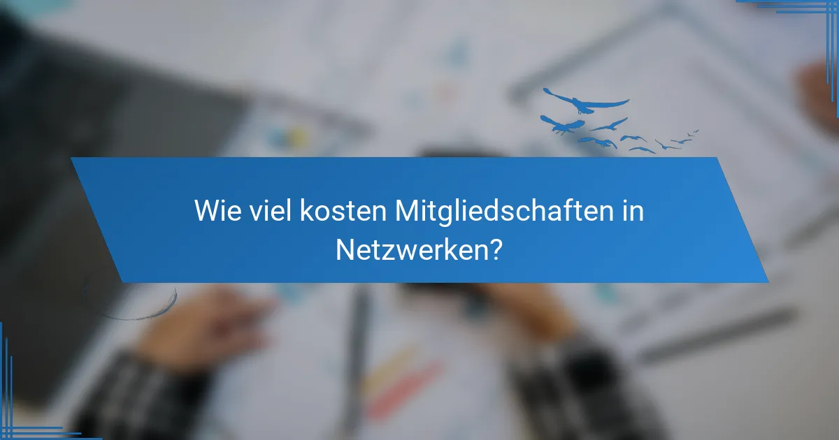 Wie viel kosten Mitgliedschaften in Netzwerken?
