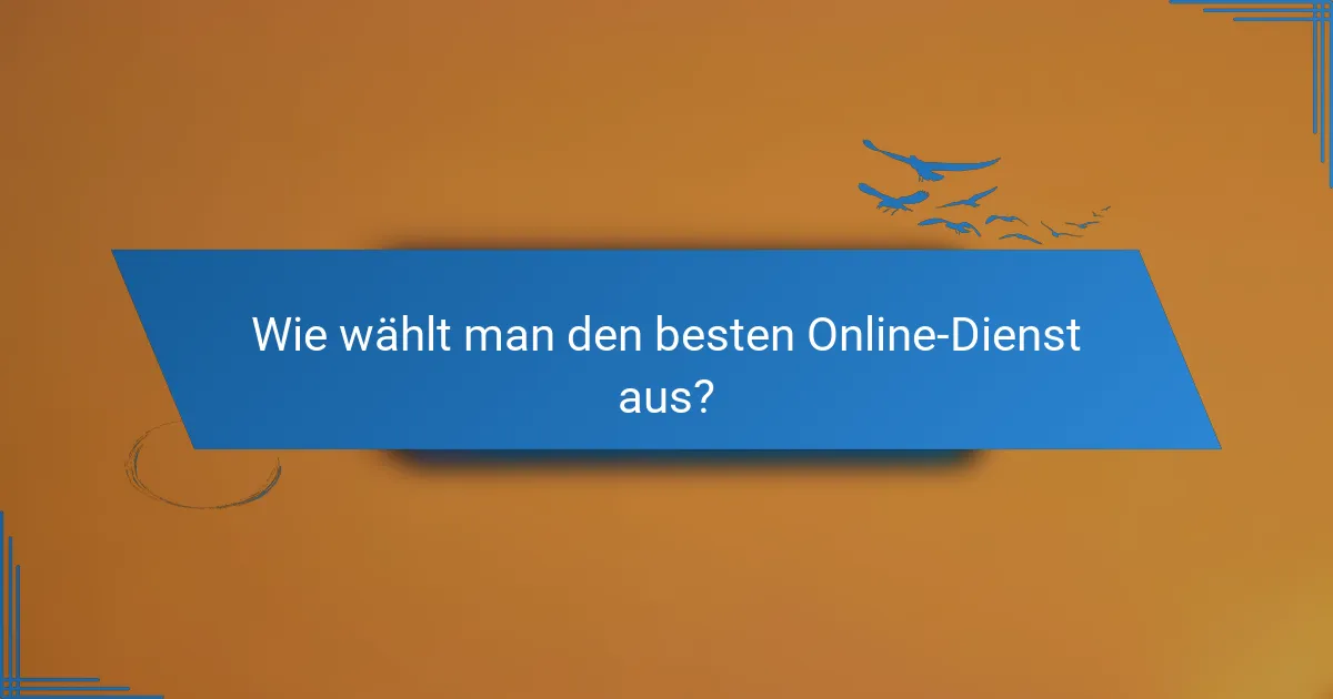 Wie wählt man den besten Online-Dienst aus?